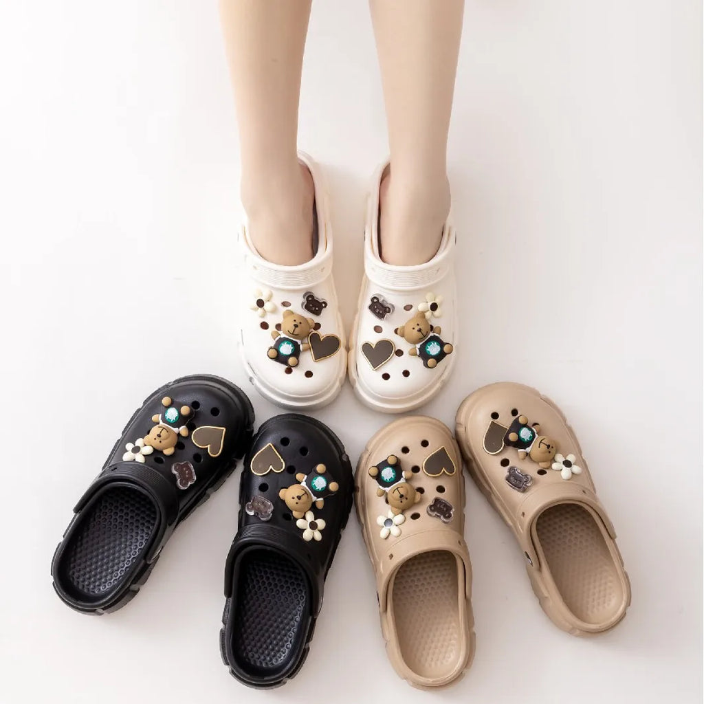 Women's Summer New Anti-Slip Wear-Resistant Thick Bottom Sandal Cover Head Shoe Beach Outdoor Fashion Heightening Sandal