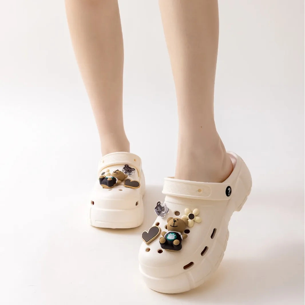 Women's Summer New Anti-Slip Wear-Resistant Thick Bottom Sandal Cover Head Shoe Beach Outdoor Fashion Heightening Sandal