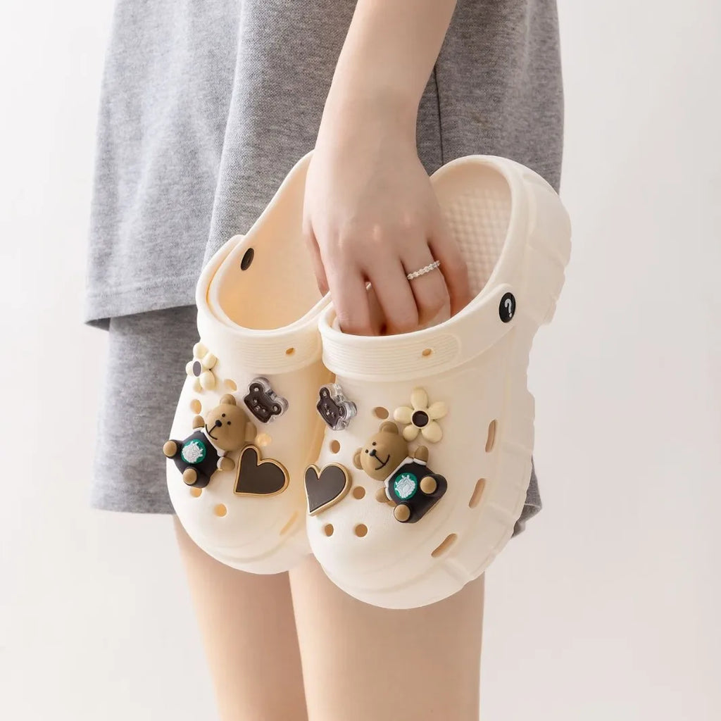 Women's Summer New Anti-Slip Wear-Resistant Thick Bottom Sandal Cover Head Shoe Beach Outdoor Fashion Heightening Sandal